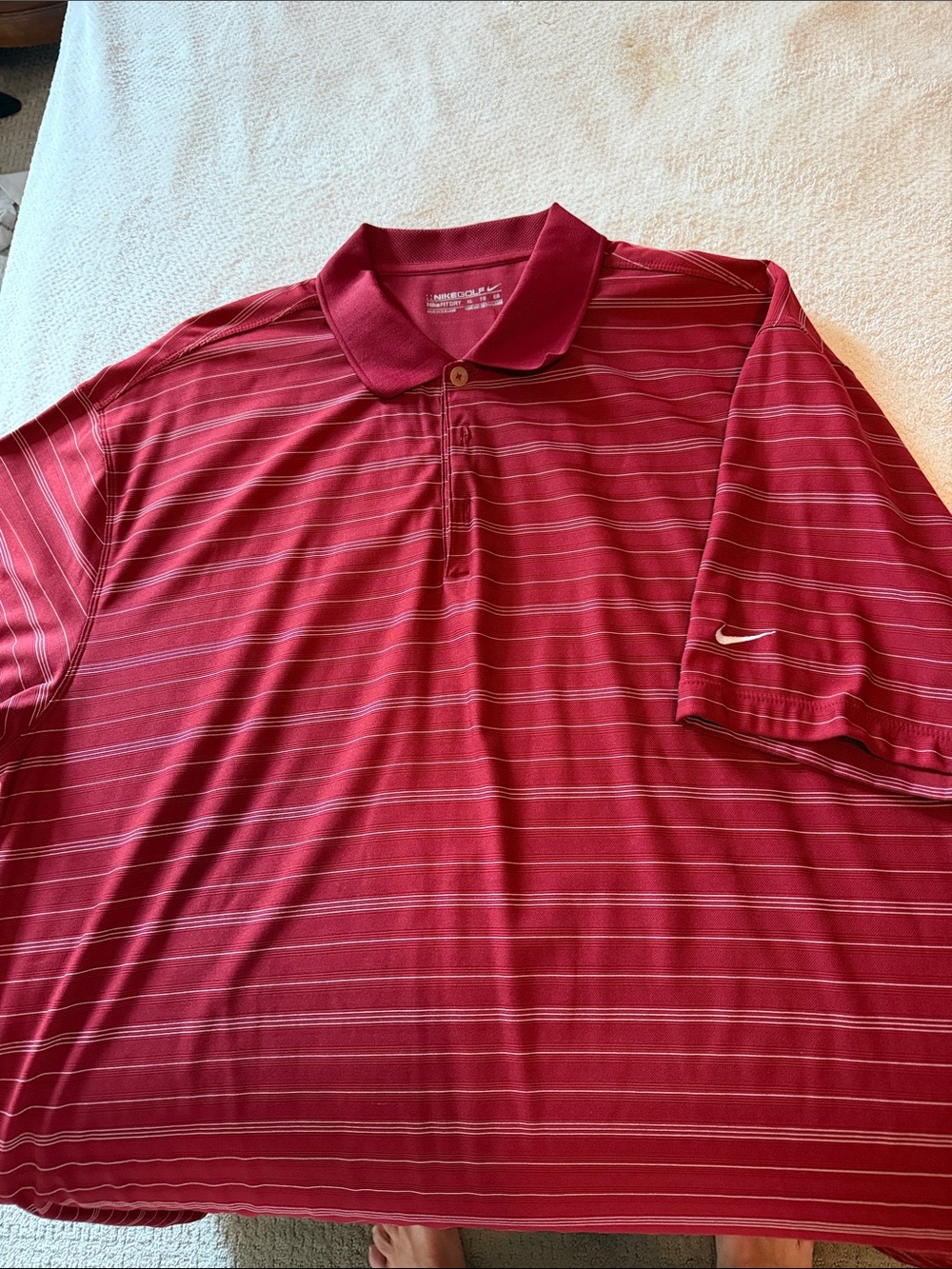 Nike Men's Maroon Polo with Thin White Stripes